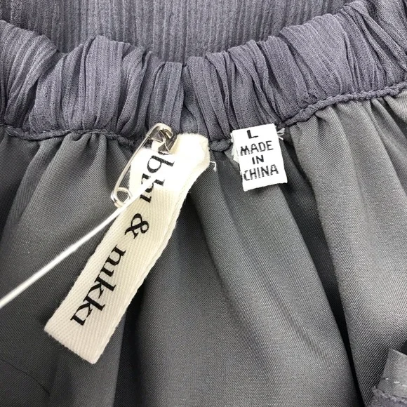 Robbi & Nikki Gray Chiffon Beaded Ruched Neck Tunic Blouse - Picture 8 of 8